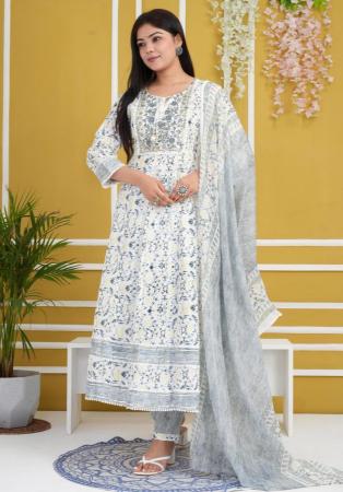 Picture of Rayon & Cotton White Readymade Salwar Kameez