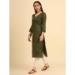 Picture of Fascinating Cotton Dark Olive Green Kurtis & Tunic