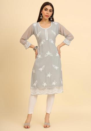 Picture of Beauteous Georgette Silver Kurtis & Tunic