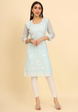 Picture of Graceful Georgette Powder Blue Kurtis & Tunic