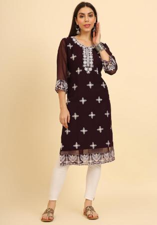 Picture of Fascinating Georgette Dark Olive Green Kurtis & Tunic