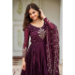 Picture of Chiffon & Cotton Saddle Brown Readymade Gown