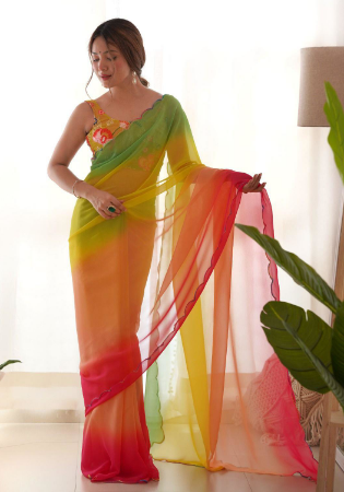 Picture of Pleasing Georgette Chocolate Saree