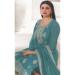 Picture of Organza Cadet Blue Straight Cut Salwar Kameez