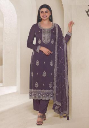 Picture of Admirable Organza Dim Gray Straight Cut Salwar Kameez