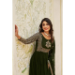 Picture of Excellent Georgette Dark Olive Green Readymade Gown