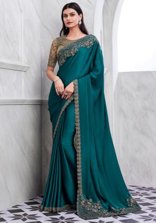 Picture of Excellent Silk Teal Saree