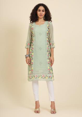 Picture of Radiant Georgette Dark Sea Green Kurtis & Tunic