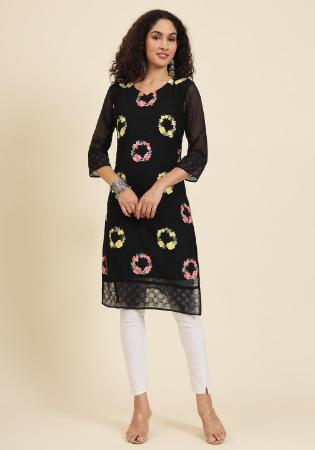 Picture of Well Formed Georgette Black Kurtis & Tunic