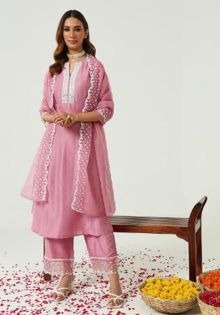 Picture of Stunning Silk Rosy Brown Readymade Salwar Kameez