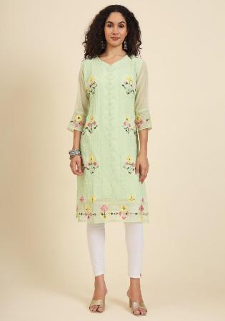 Picture of Pretty Georgette Beige Kurtis & Tunic