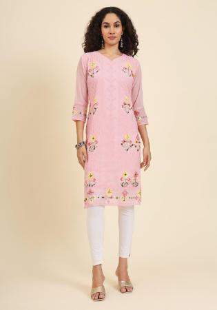 Picture of Enticing Georgette Pink Kurtis & Tunic