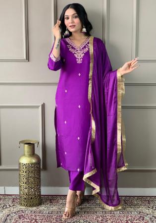 Picture of Wonderful Chiffon Dark Orchid Readymade Salwar Kameez