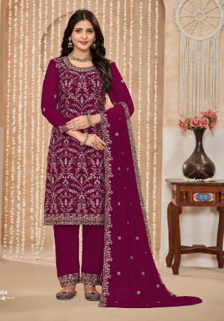 Picture of Superb Georgette Maroon Straight Cut Salwar Kameez