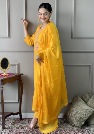 Picture of Chiffon Dark Golden Rod Readymade Salwar Kameez