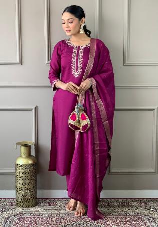 Picture of Chiffon Medium Violet Red Readymade Salwar Kameez