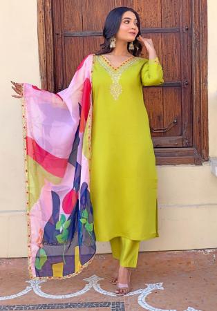 Picture of Fascinating Silk Golden Rod Readymade Salwar Kameez