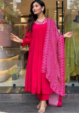 Picture of Pretty Silk Crimson Readymade Salwar Kameez