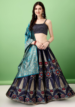 Picture of Enticing Silk Black Lehenga Choli