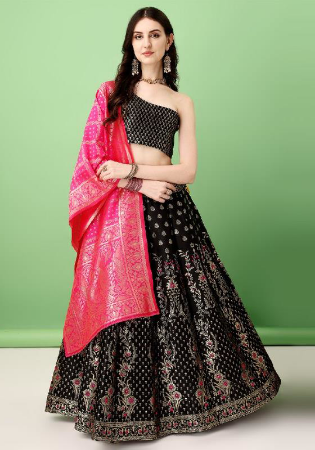 Picture of Pleasing Silk Black Lehenga Choli