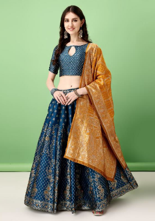 Picture of Bewitching Silk Midnight Blue Lehenga Choli