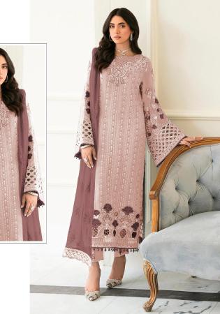 Picture of Georgette Rosy Brown Straight Cut Salwar Kameez