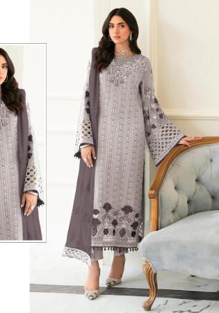 Picture of Appealing Georgette Silver Straight Cut Salwar Kameez