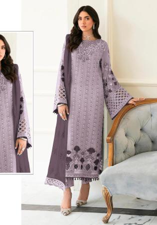 Picture of Georgette Dark Grey Straight Cut Salwar Kameez