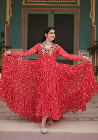 Picture of Ideal Georgette Indian Red Party Wear Gown