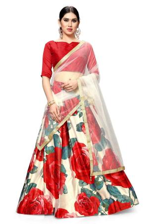 Picture of Splendid Satin Crimson Lehenga Choli