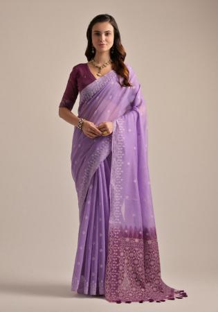 Picture of Resplendent Cotton Light Slate Grey Saree