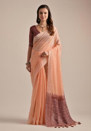 Picture of Grand Cotton Dark Salmon Saree