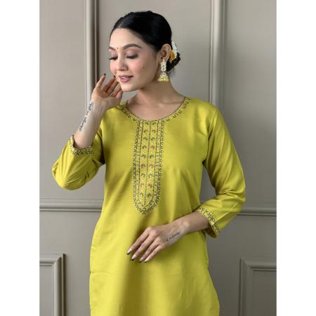 Picture of Statuesque Chiffon Yellow Green Readymade Salwar Kameez