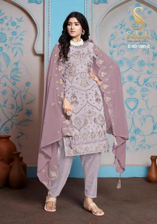 Picture of Fascinating Georgette Silver Straight Cut Salwar Kameez