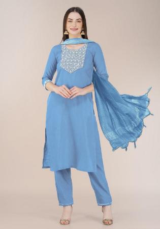 Picture of Ideal Cotton Sky Blue Readymade Salwar Kameez