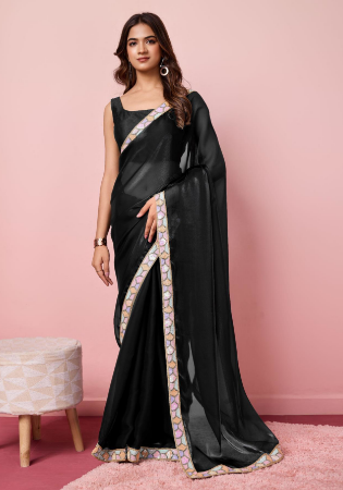 Picture of Fine Chiffon Black Saree