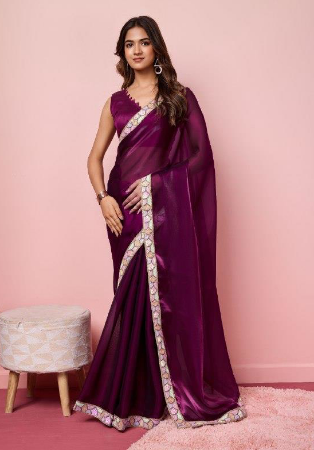 Picture of Resplendent Chiffon Maroon Saree