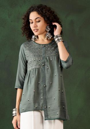 Picture of Resplendent Rayon Medium Sea Green Kurtis & Tunic