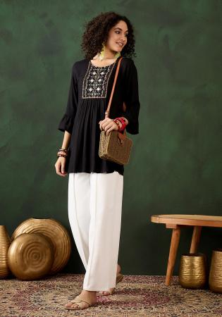 Picture of Gorgeous Rayon Black Kurtis & Tunic