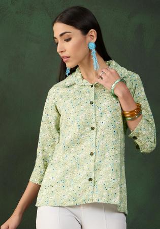 Picture of Shapely Rayon Medium Spring Green Kurtis & Tunic