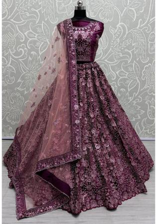 Picture of Radiant Linen & Net Purple Lehenga Choli