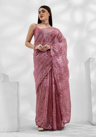 Picture of Taking Georgette & Net & Organza Indian Red Saree