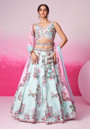 Picture of Statuesque Chiffon Powder Blue Lehenga Choli