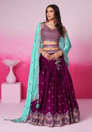 Picture of Gorgeous Chiffon Purple Lehenga Choli