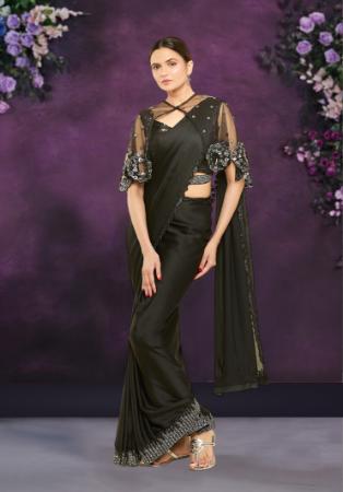 Picture of Delightful Crepe & Silk & Organza Black Saree