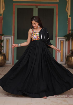 Picture of Superb Rayon Black Party Wear Gown