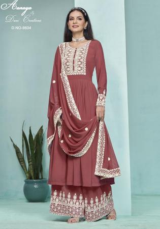 Picture of Good Looking Georgette Indian Red Anarkali Salwar Kameez