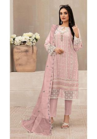 Picture of Marvelous Georgette Pink Straight Cut Salwar Kameez