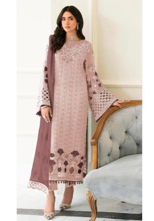 Picture of Georgette Rosy Brown Straight Cut Salwar Kameez