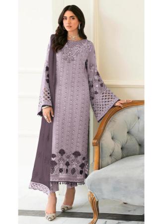 Picture of Stunning Georgette Plum Straight Cut Salwar Kameez